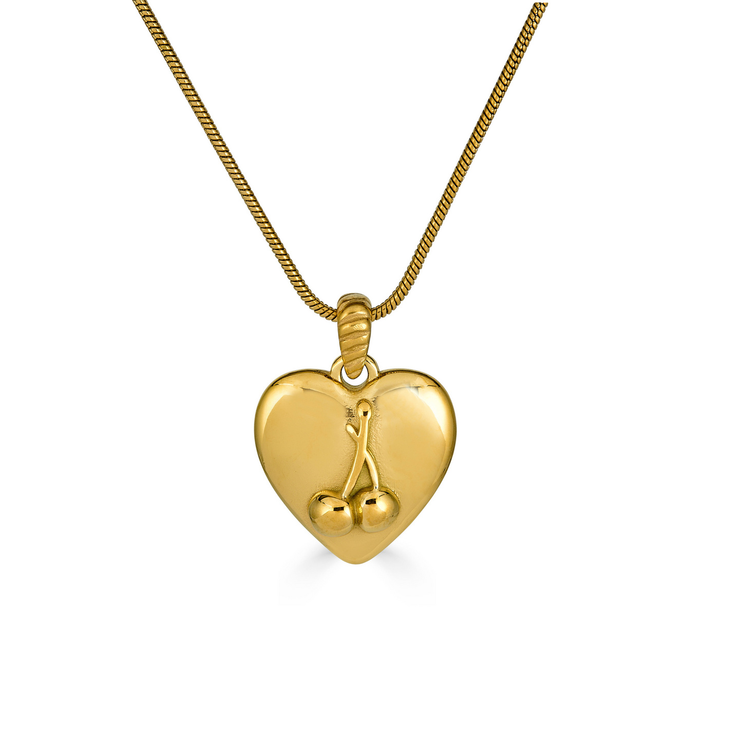 Cherry Heart Necklace in Gold