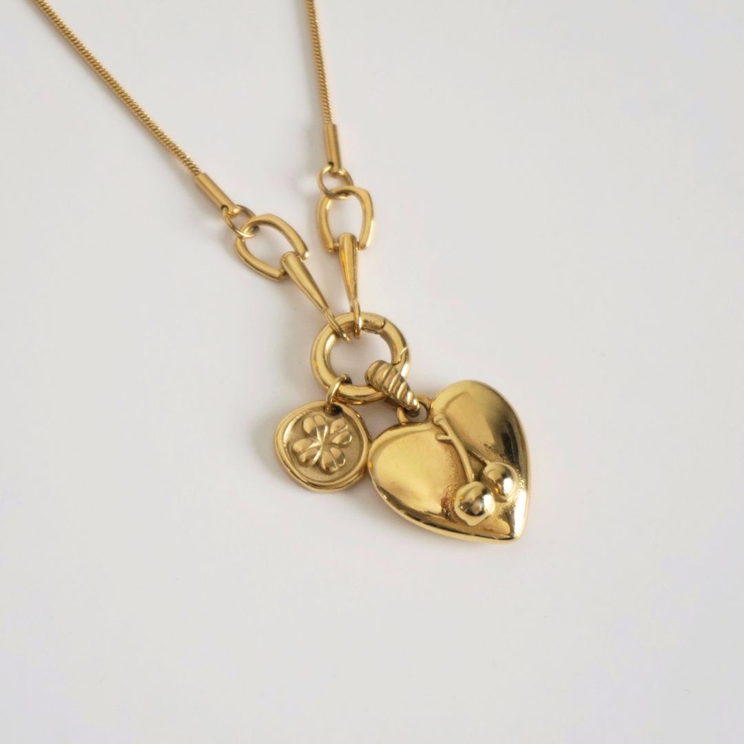 Lucky Cherry Charm Necklace in Gold