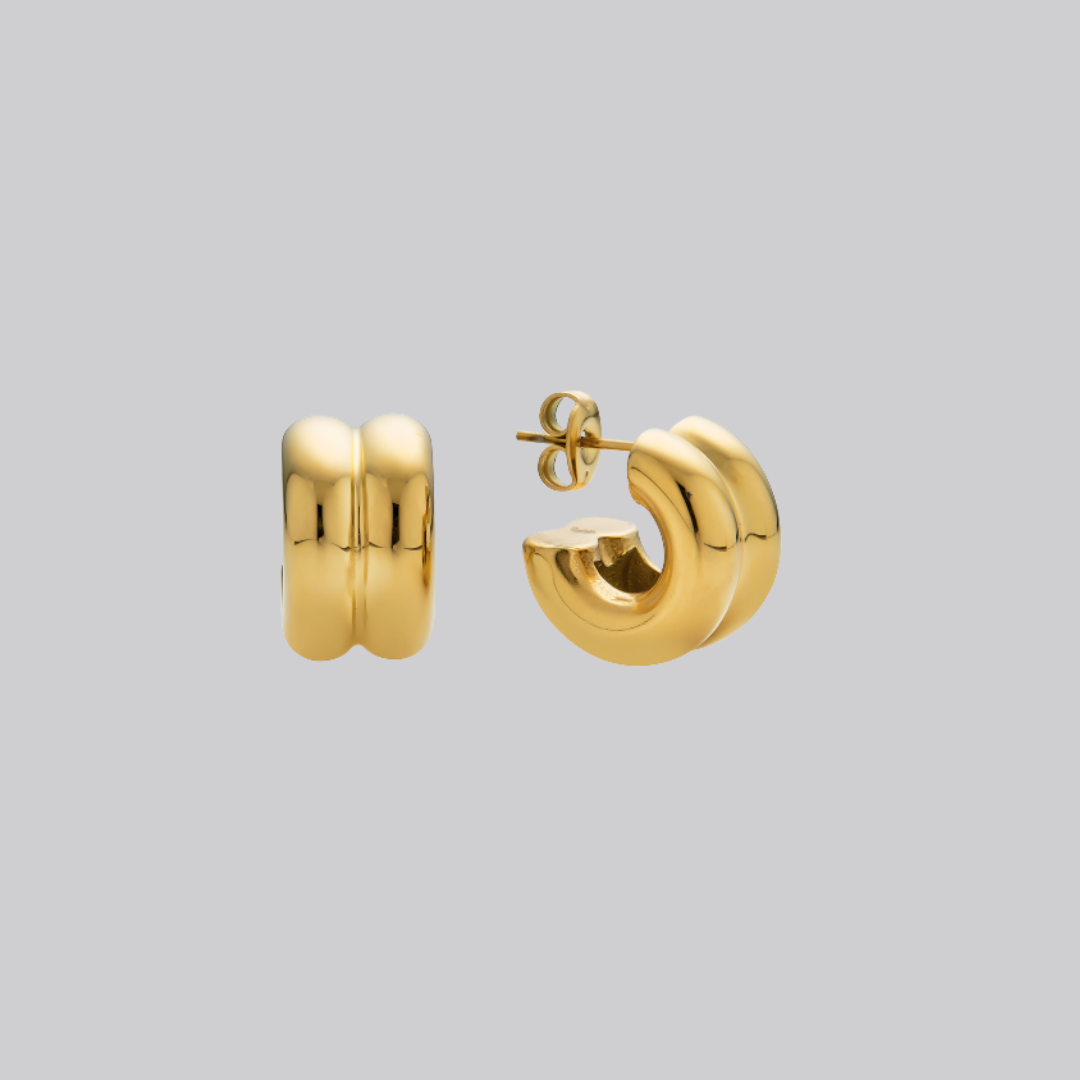 Mini Puffy Hoops in Gold