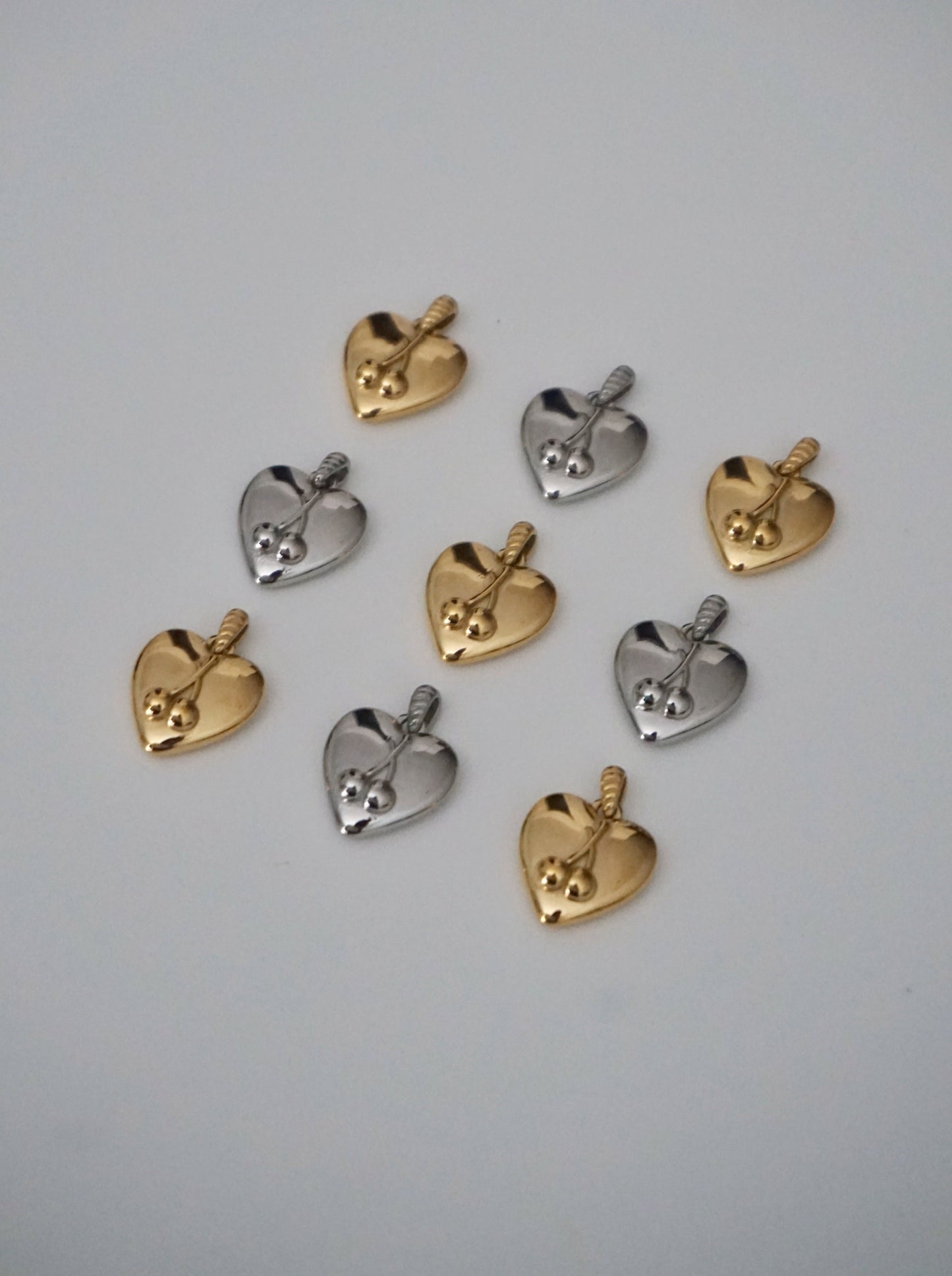 Cherry Heart Necklace in Gold
