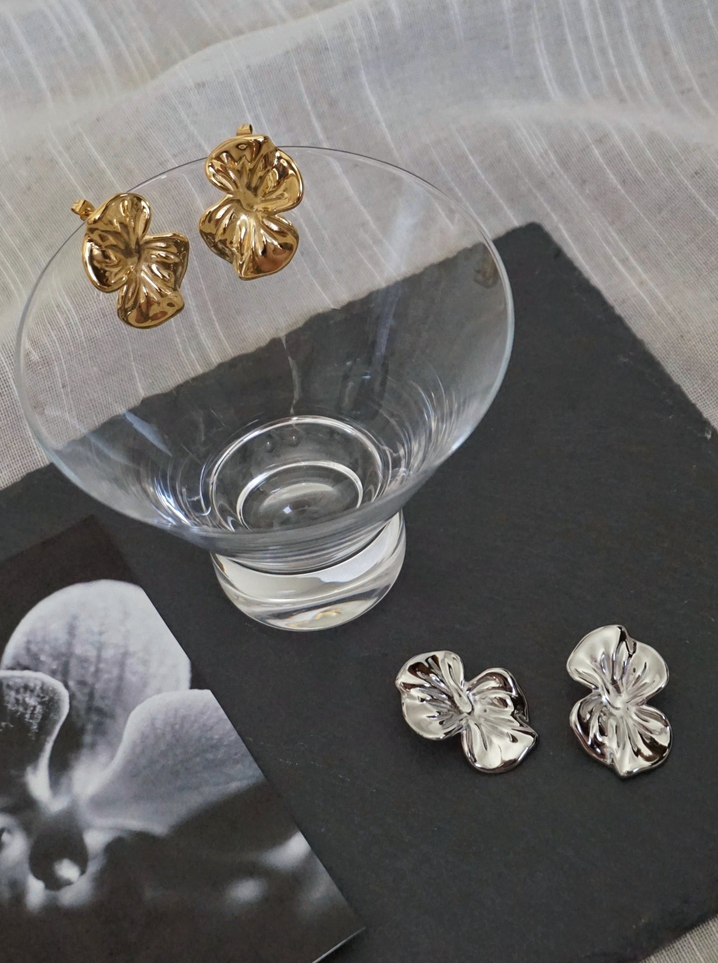 Orchid Earrings in Gold