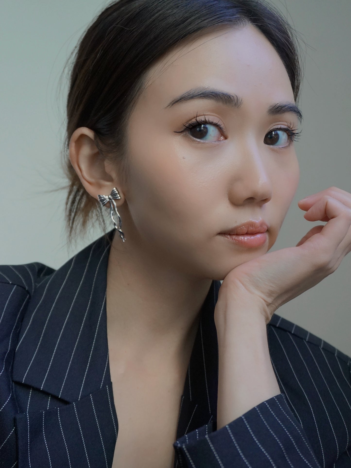 Bow Flutter Earrings in Silver