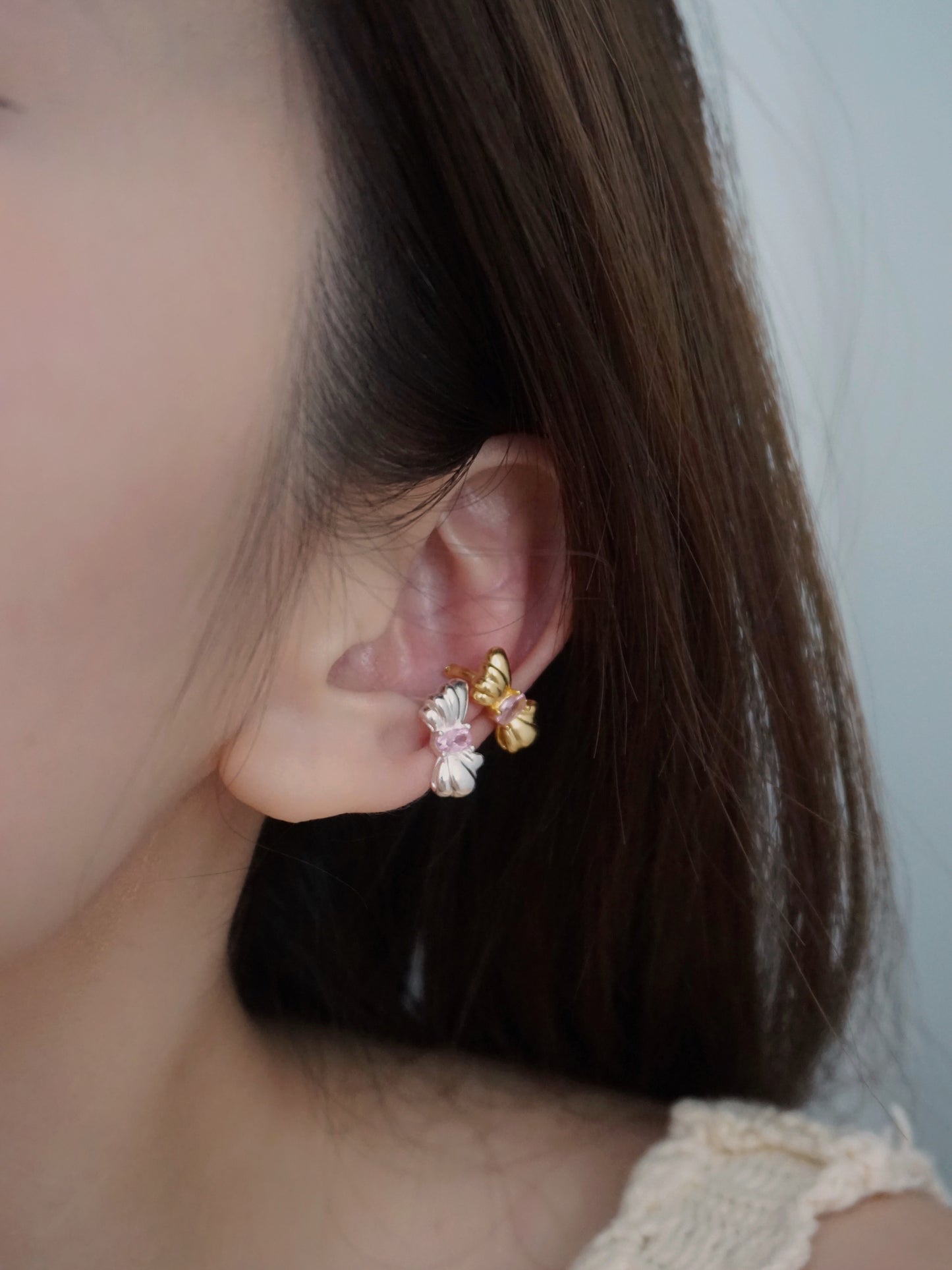 Bow Ear Cuff in Silver
