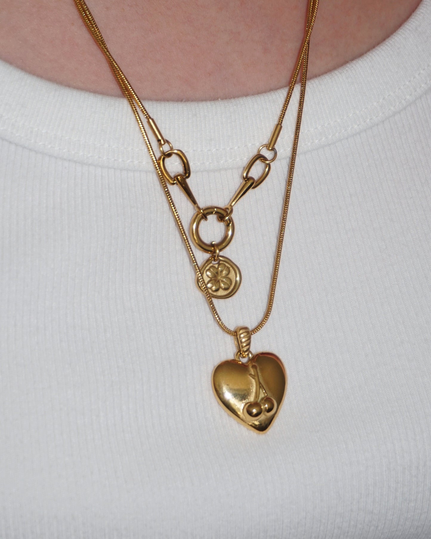 lucky charm necklace cherry heart necklace from Third Tone jewelry