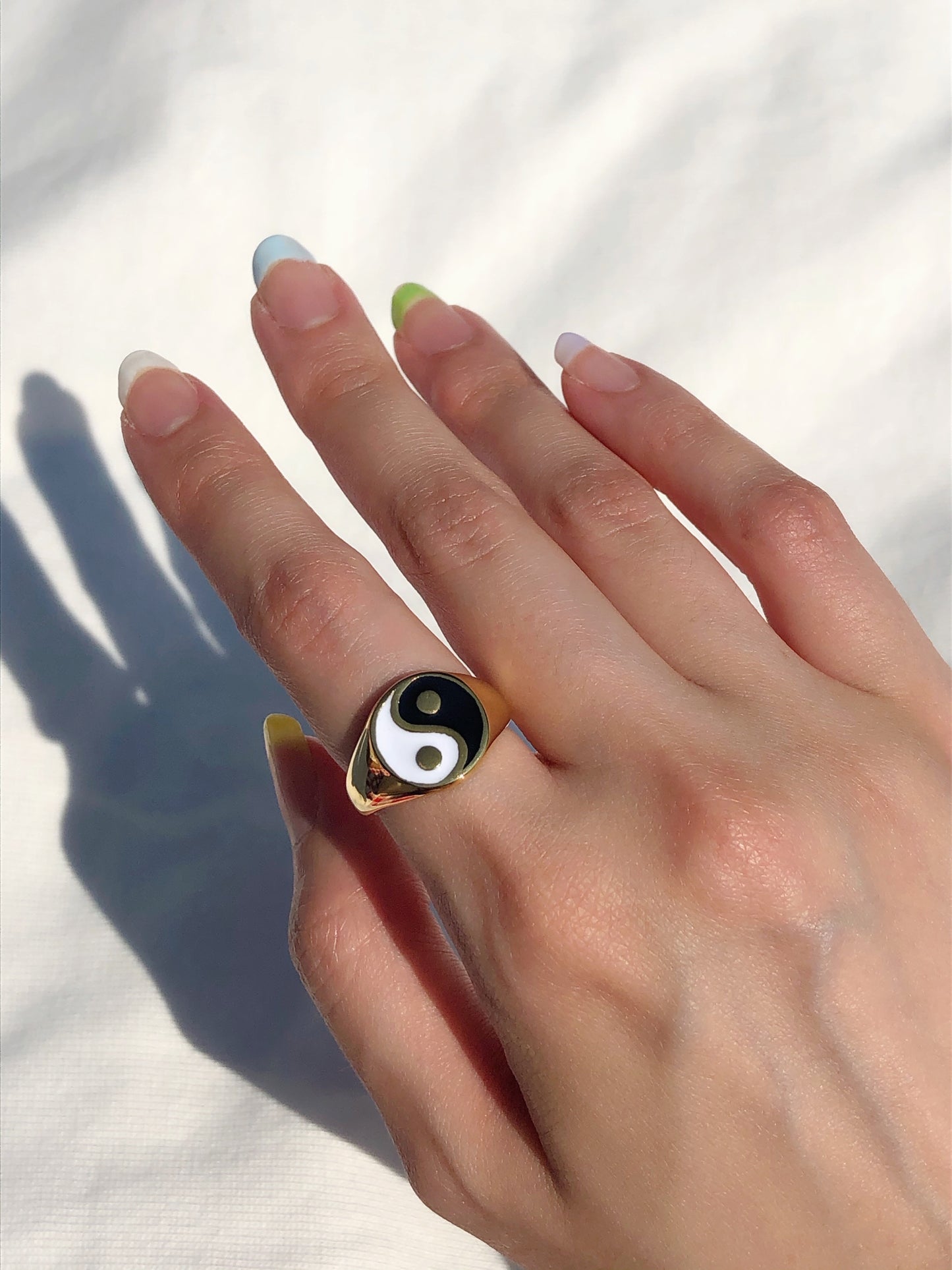 18k gold yin yang ring, yin yang ring pinterest, gold graphic ring, third tone jewelry