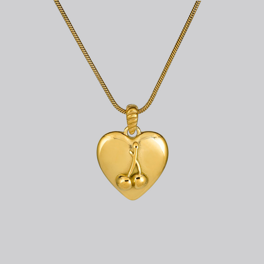 Cherry Heart Necklace in Gold