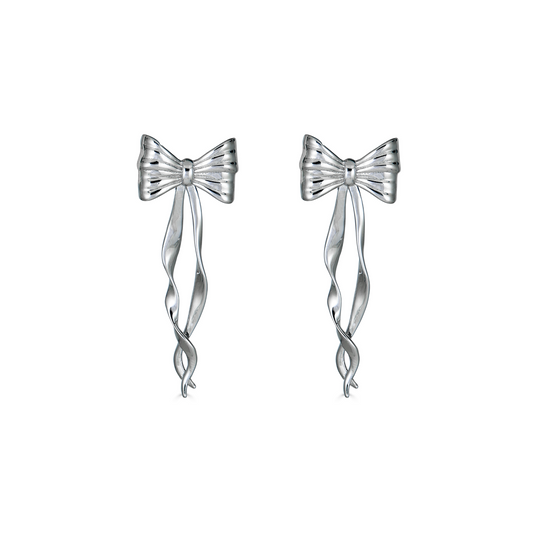 Bow Flutter Earrings in Silver