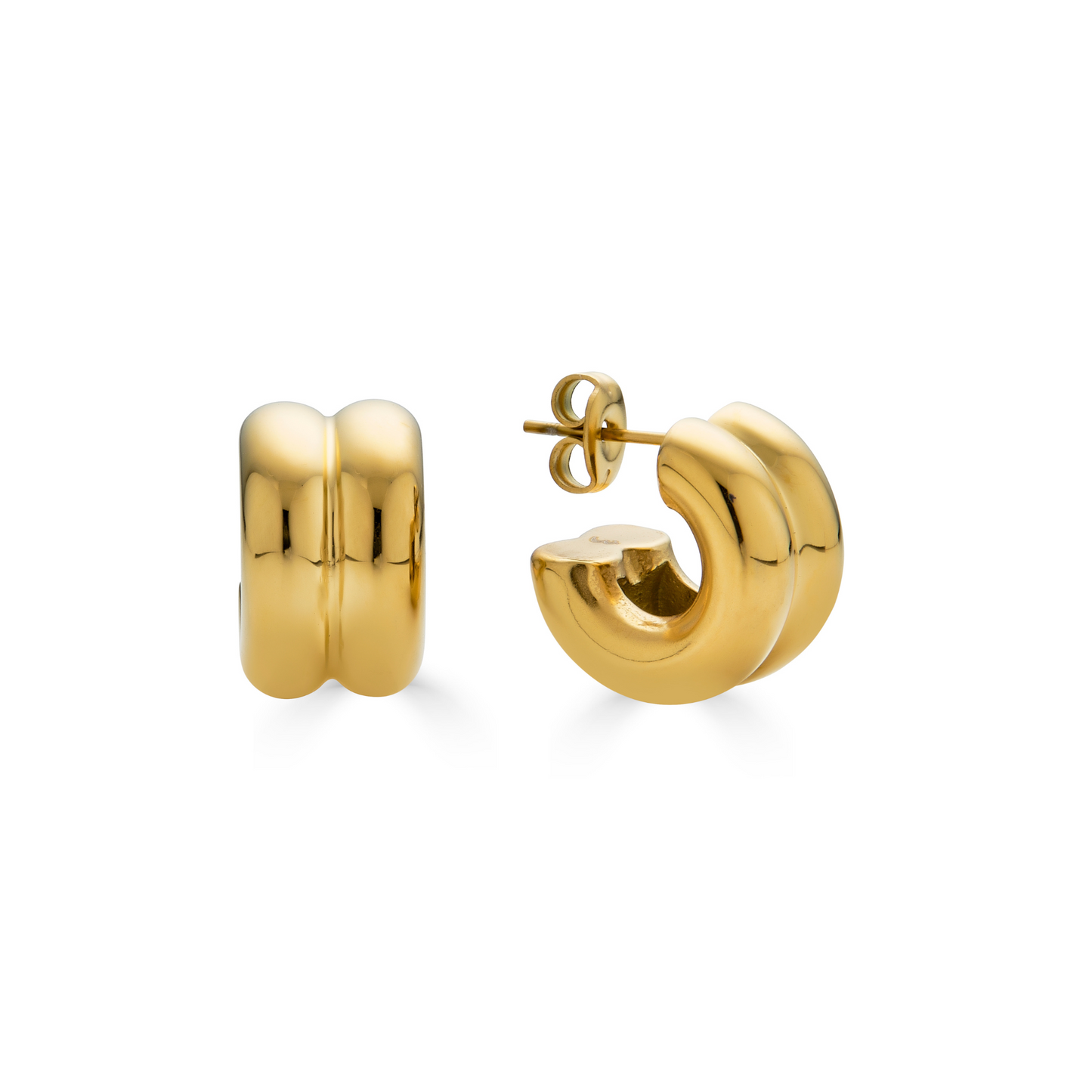 Mini Puffy Hoops in Gold