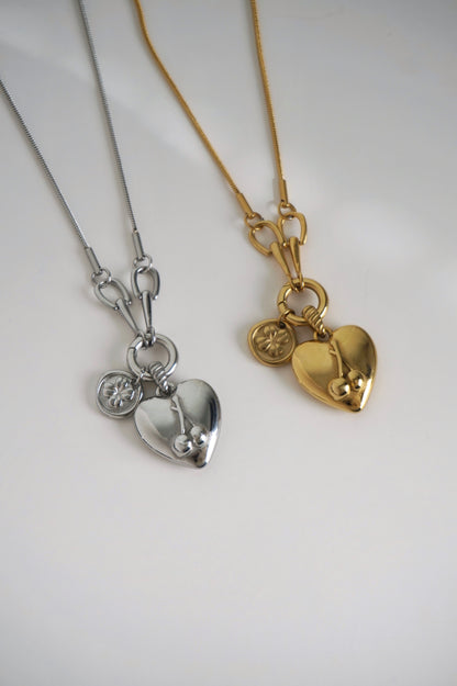 Lucky Cherry Charm Necklace in Silver