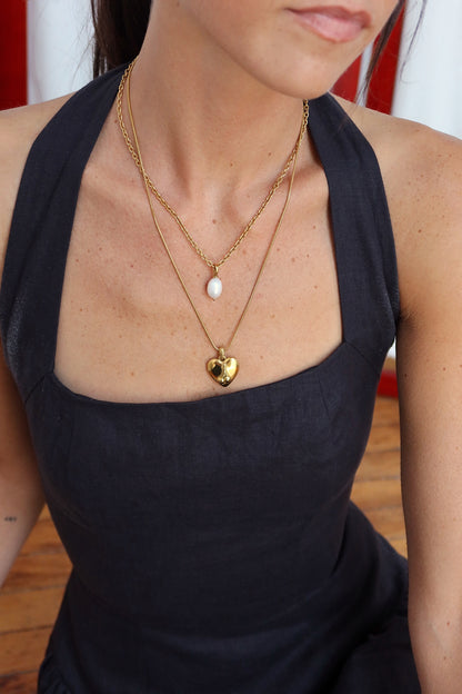 Cherry Heart Necklace in Gold