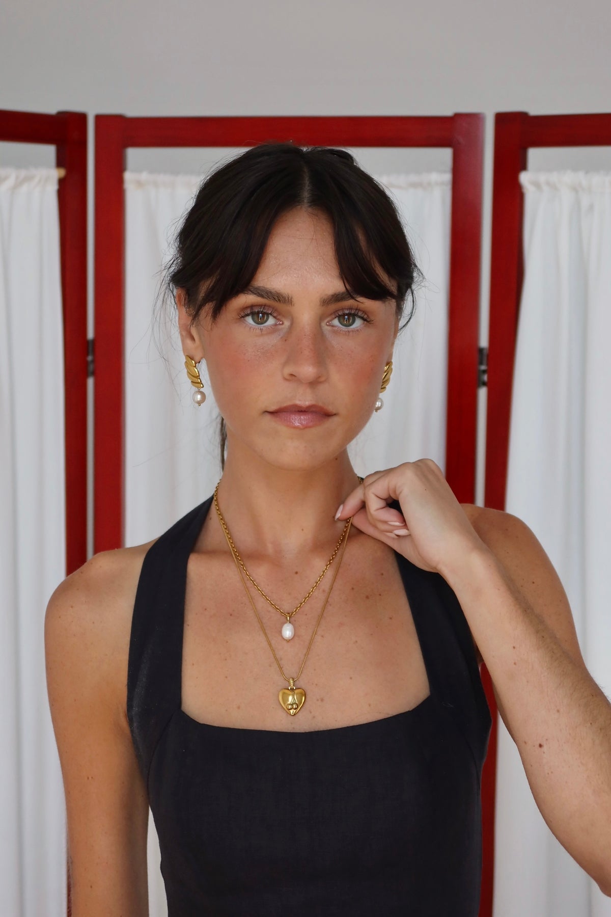 Cherry Heart Necklace in Gold