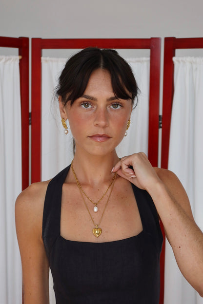 Cherry Heart Necklace in Gold