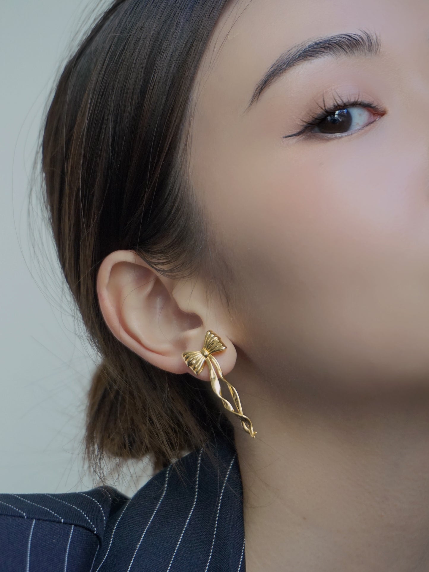 Bow Flutter Earrings in Gold