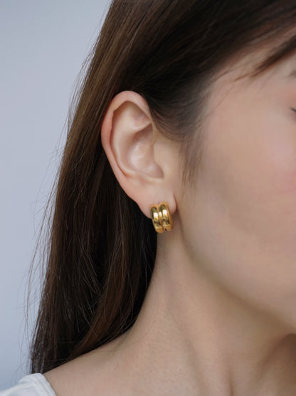 mini puffy earrings hoops from third tone jewelry. affordable good quality jewelry for women. 