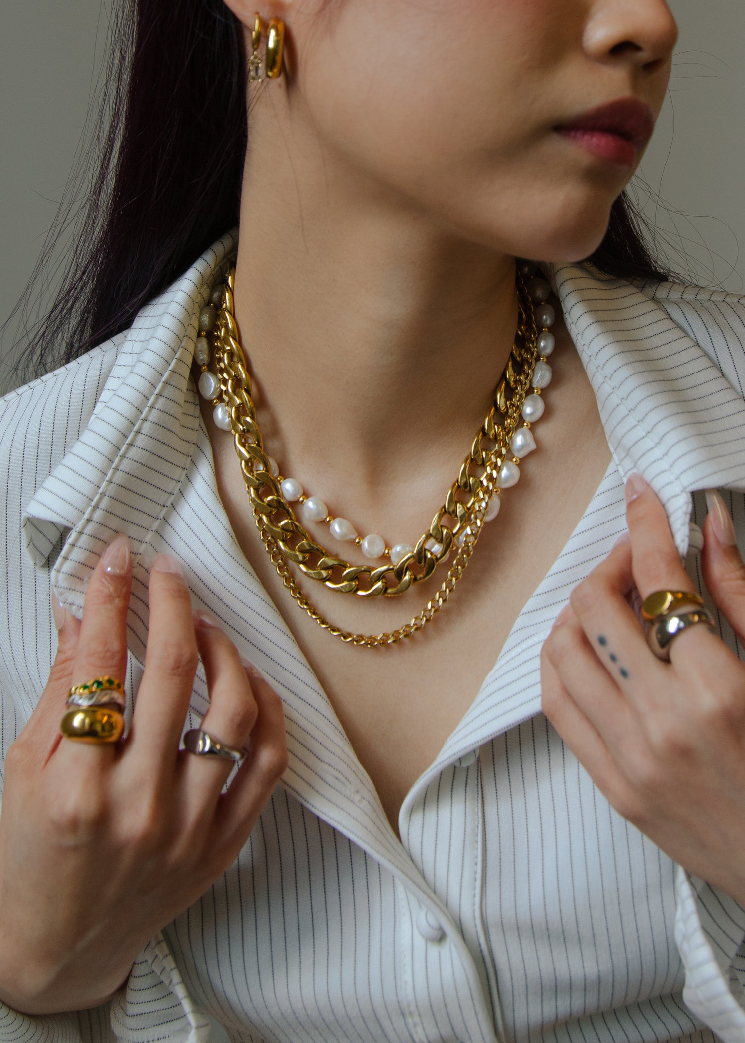 gold necklace stack, women jewelry brand