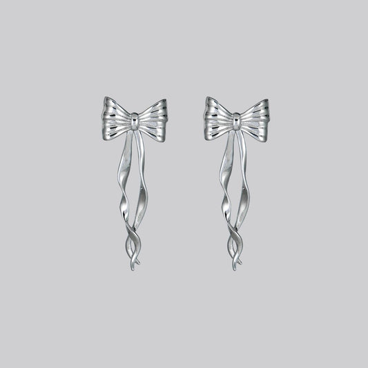 Bow Flutter Earrings in Silver