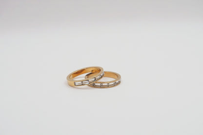 Baguette stacking ring. Dainty gold rings. Third Tone Jewelry. Brands like Mejuri. Brands like Ana Luisa. Brands like Aurate. Wedding bands. Cheap gold wedding band ring.