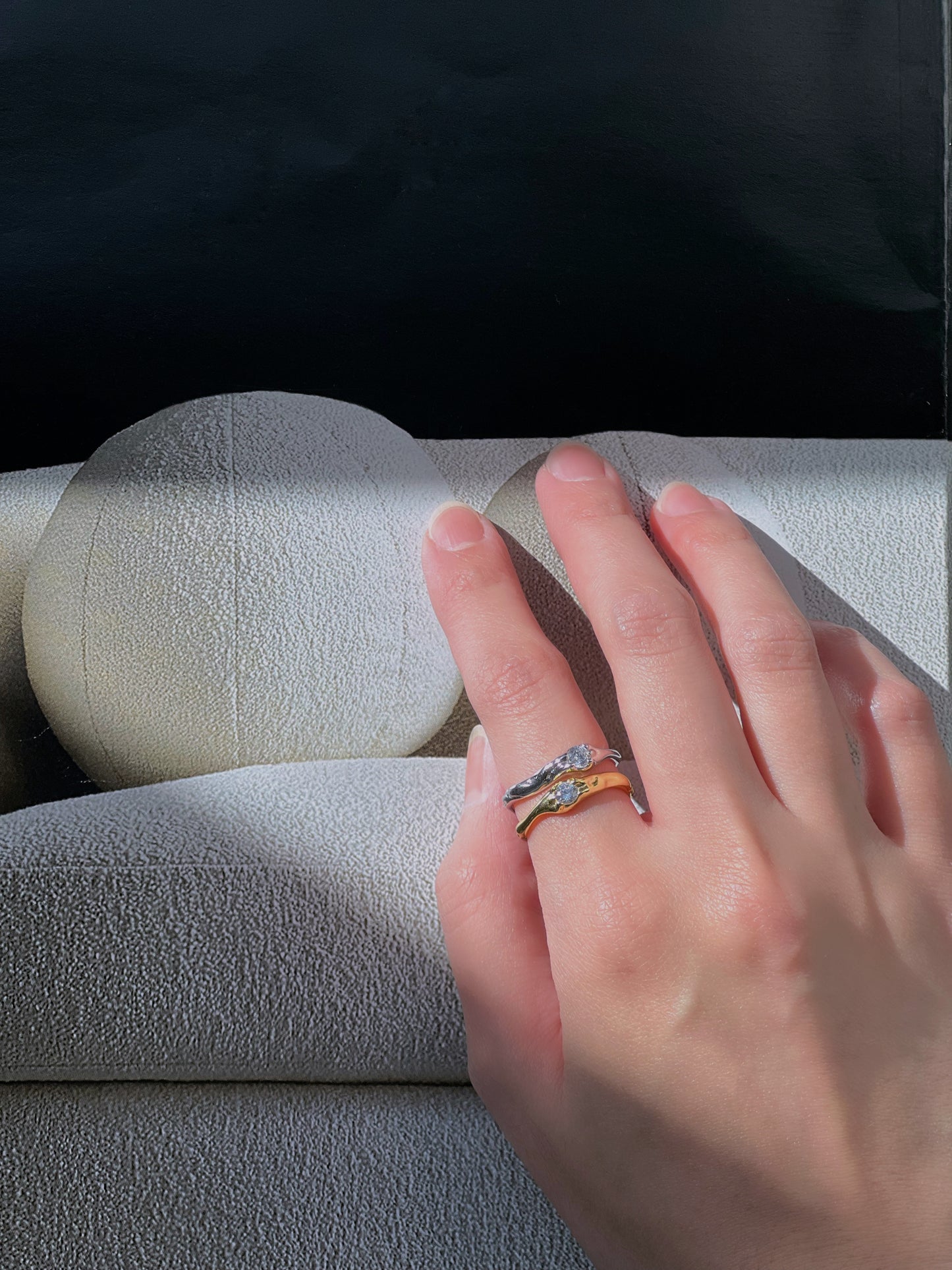 dainty minimal rings for women. affordable jewelry brands NYC. trending jewelry brands third tone jewelry